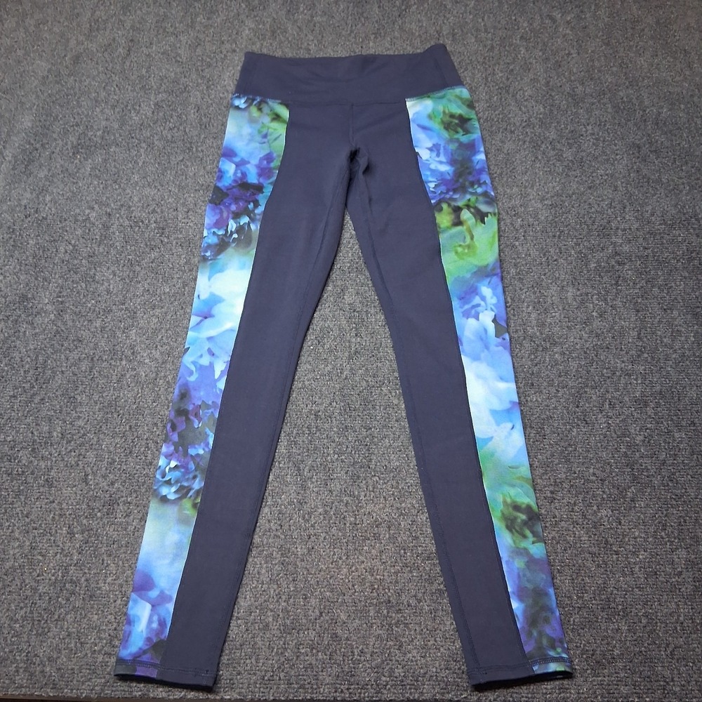 Athleta Chaturanga‎ Leggings Womens Size Small Blue Floral 721703 - 01